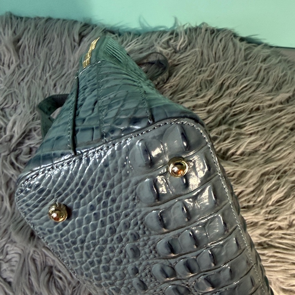 Brahmin Crocodile Embossed Gray /Blue Backpack - Picture 15 of 17